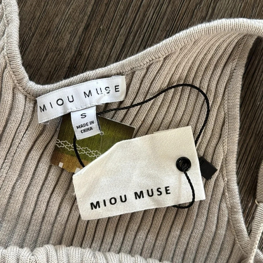 Miou Muse Ribbed Knitted Romper Gray